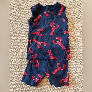 Navy Lobster Print Toddler Summer Pajama Set 18M